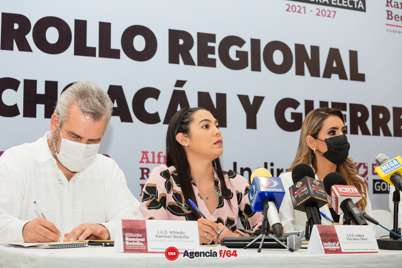 Indira Vizcaíno Silva Gobernadora electa del Estado de Colima, Evelyn Salgado Pineda Gobernadora electa del Estado de Guerrero y Alfredo Ramírez Bedolla Gobernador electo del Estado de Michoacán.