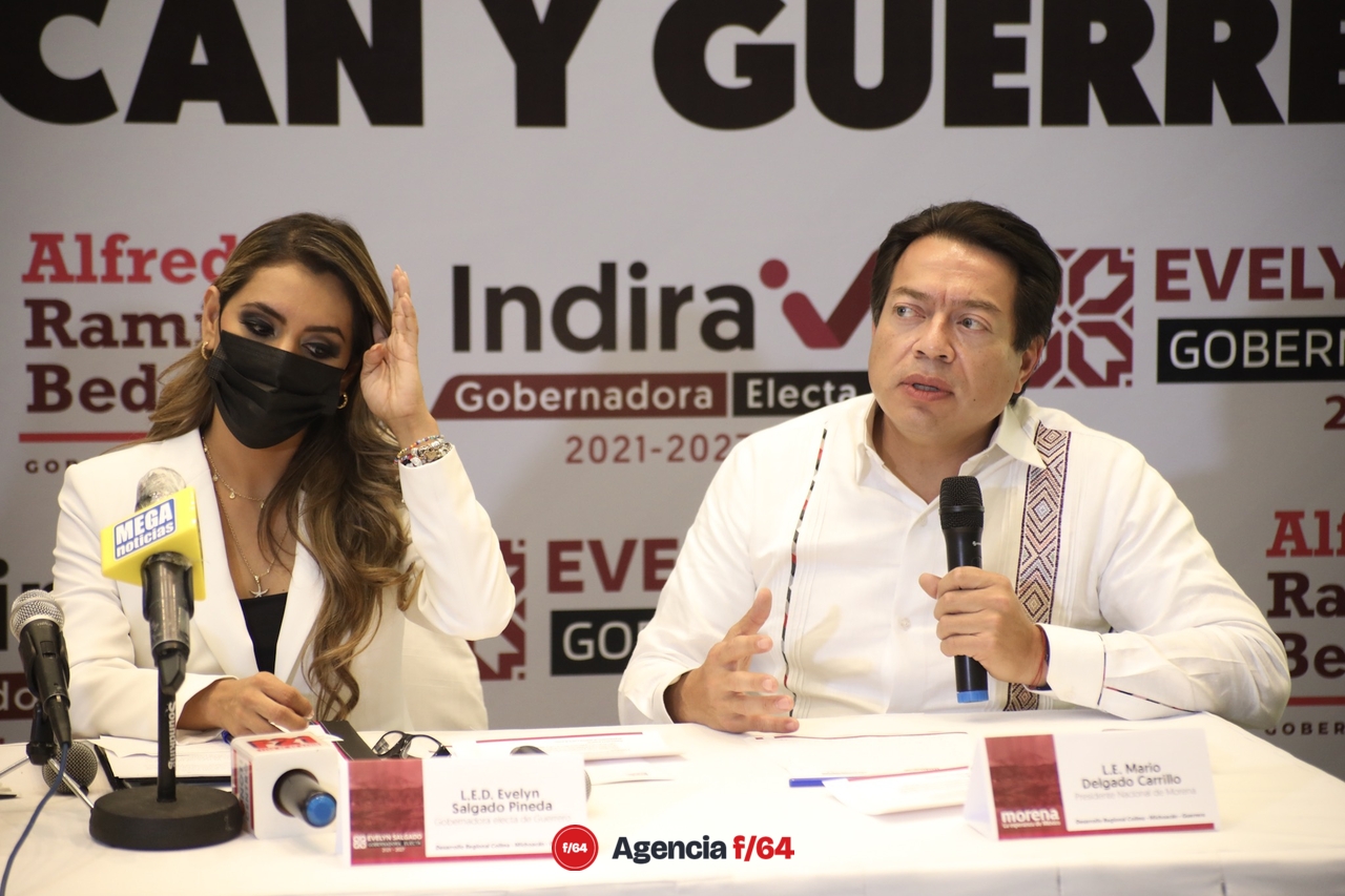 Evelyn Salgado Pineda Gobernadora electa del Estado de Guerrero y Mario Delgado Presidente Nacional de MORENA.