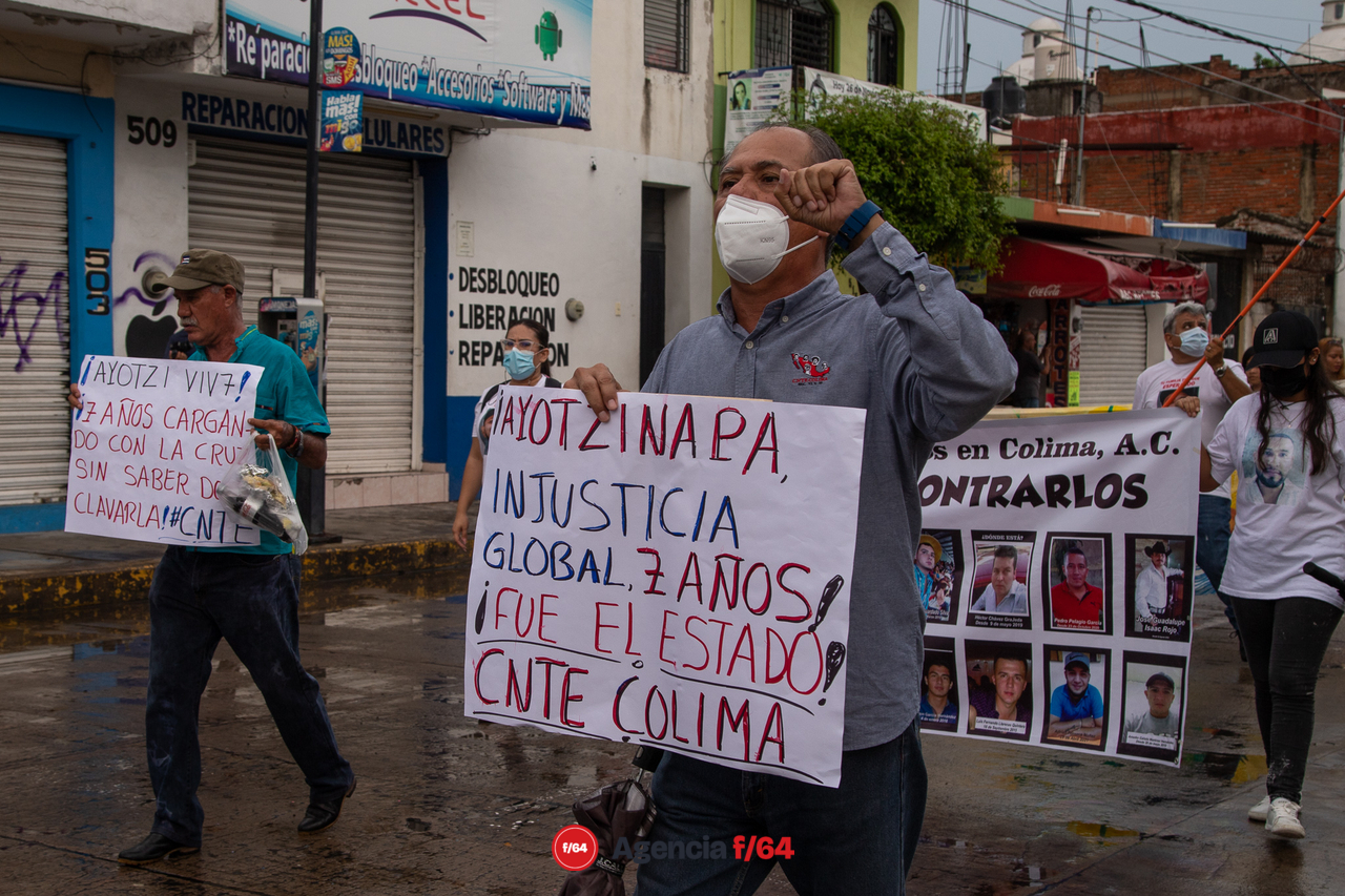 Marcha por el séptimo aniversario de la desaparición de los 43 normalistas de Ayotzinapa.