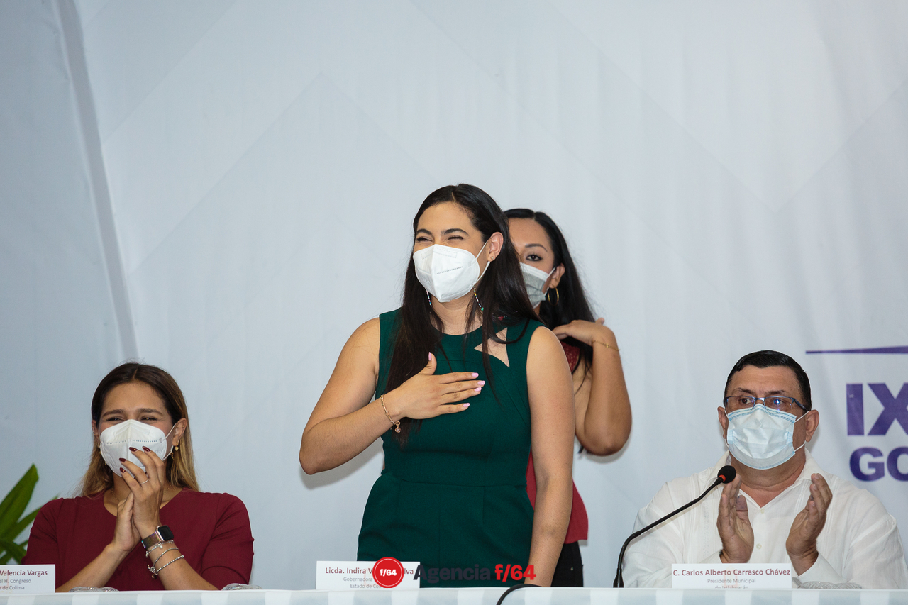 Gobernadora Electa, Indira Vizcaíno, Diputada Local Viridiana Valencia y el Alcalde de Ixtlahuacán, Carlos Carrasco