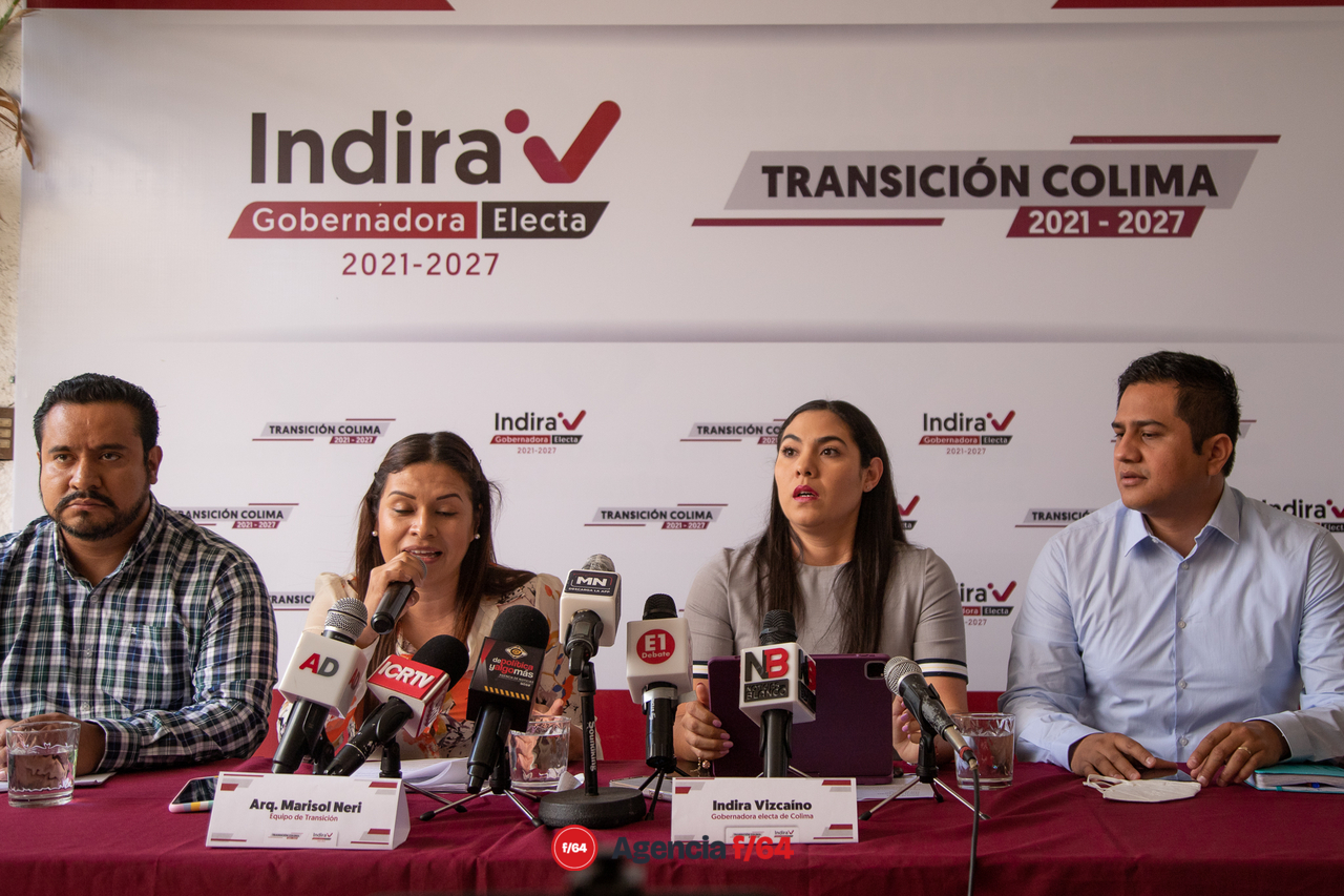 C.P. Víctor torrero Enríquez, Marisol Neri León; Equipo de Transición Colima, Indira Vizcaíno Silva; Gobernadora electa y Eduardo Jurado Escamilla; Equipo de Transición Colima.