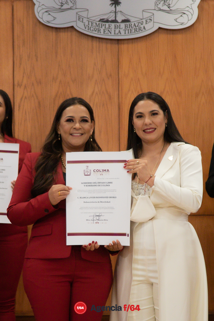 Toma de protesta y entrega de nombramientos al Gabinete de gobierno del Estado de Colima.
Blanca Livier Rodríguez Osorio; subsecretaria de movilidad del Estado de Colima