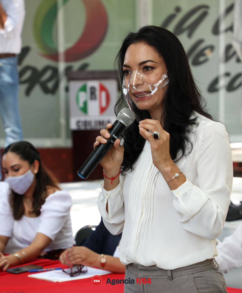 La actual precandidata por el Partido Revolucionario Institucional se dirige a miembros y militantes del partido al cual representará en el proceso electoral que se llevará acabo el próximo año, 2021, por la gubernatura en el Estado de Colima.