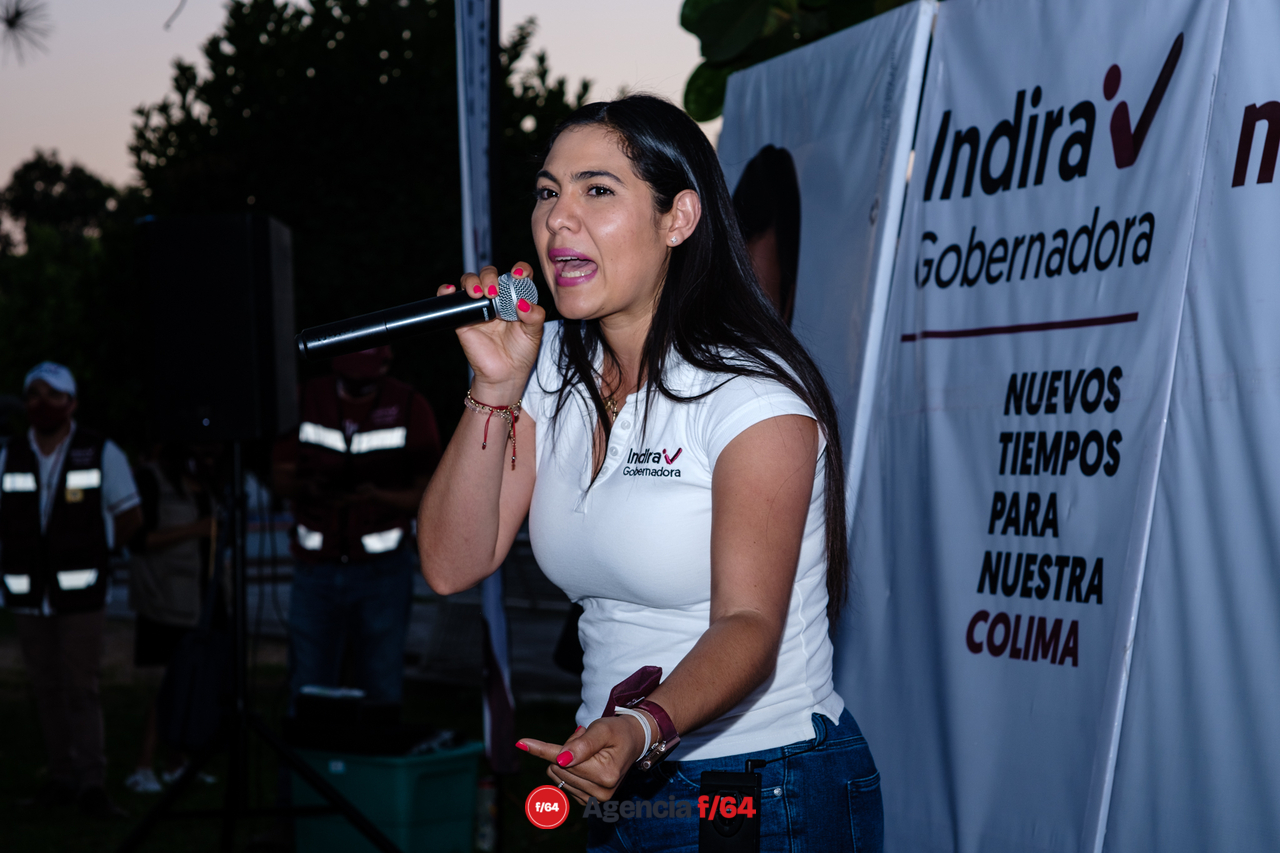 Indira Vizcaíno Silva, candidata de MORENA para la gubernatura del Estado de Colima en el Diezmo.